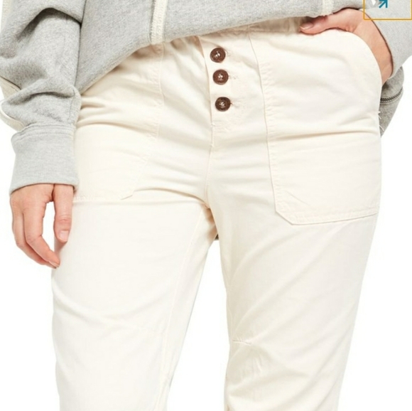 FREE PEOPLE Ivory Cotton Pants - Picture 3 of 8